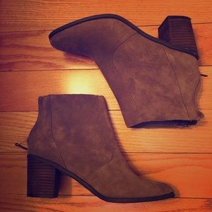 Brown suede booties